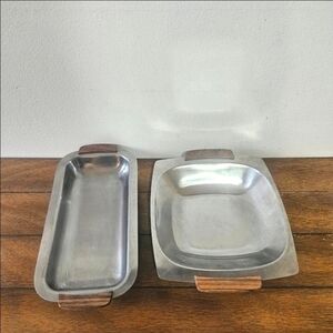 Pair of MCM Stainless Steel Serving Trays